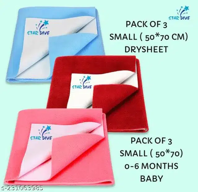Cotton Mattress Protection Sheet (Multicolor, 28x20 inches) (Pack of 3)