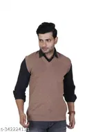 Woolen Sleeveless Sweater for Men (Light Brown, M)