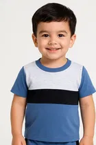 Solid Cotton Blend Top & Bottom Set for Boys 
