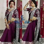 Georgette Embellished Saree For Women, Purple