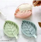 Plastic Leaf Shape Soap Holder (Multicolor, Pack of 3)