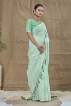 Silk Woven Design Saree for Women, Sea Green 