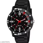 Black Dial Analog Watch with PU Strap for Men