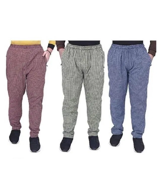 Cotton Blend Trousers for Mens (Multicolor, L) (Pack of 3)