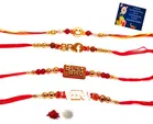 Fabric 4 Pcs Rakhi with Greeting & Roli Chawal 