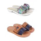 Combo of Sliders & Flats for Women (Multicolor, 5) (Set of 2)