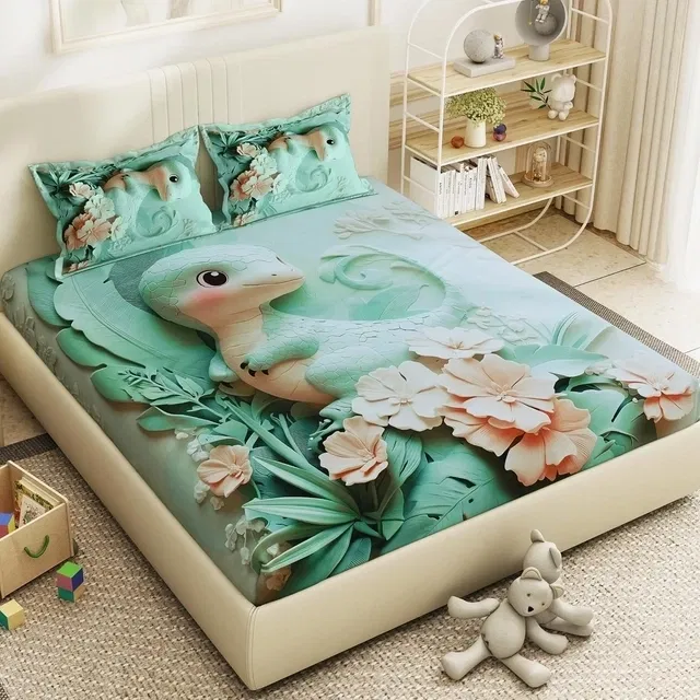 Premium 7D Baby Dinosaur Printed Bedsheet 90x100in