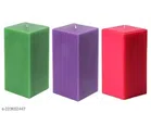 Scented Square Pillar Shaped Candles (Multicolor, Pack of 3)