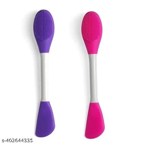 Silicone Double Ended Facial Cleansing Brushes (Multicolor, Pack of 2)