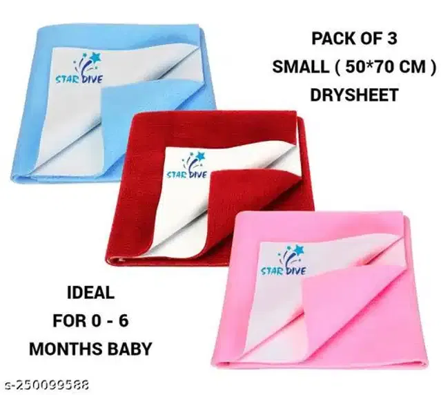 Cotton Mattress Protection Sheet (Multicolor, 28x20 inches) (Pack of 3)