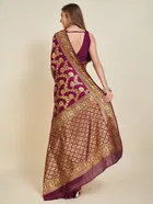 Litchi Silk Floral Saree for Women, Purple 