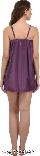 Satin Solid Babydoll for Women, Purple 