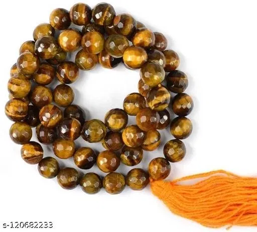 Tiger Eye Mala Crystal Mala Necklace for Men (Brown)