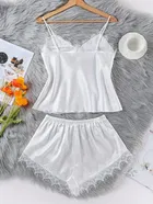 Satin Solid Nightdress for Women 