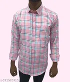 Cotton Blend Checkred Shirt for Men, Pink 