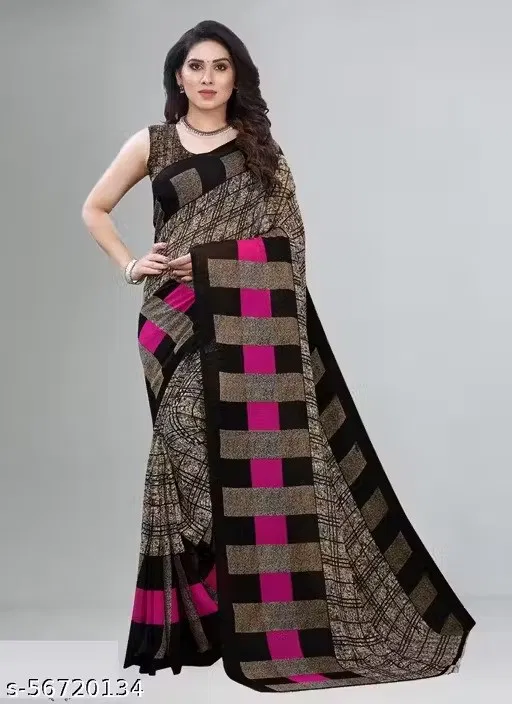 Georgette Printed Saree for Women (Multicolor)