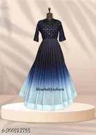 Colorblocked Pleated Gown for Women 