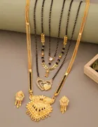 Alloy 4 Pcs Mangalsutra Set with Earrings for Women 