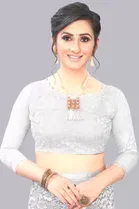 Net Solid Saree for Women 