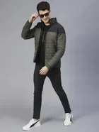 Men's Colour Block Full Sleeves Puffer Jacket 
