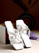 Shoetopia Girls Solid White Sandals - Size 8.0