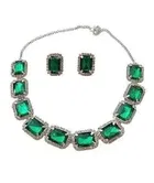 Kundan And Crystal Necklace Choker Set For Women (Set of 1)