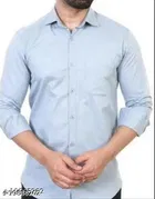 Cotton Blend Solid Shirts for Men, Grey 