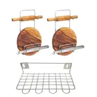 2 Pcs Stainless Steel Chakla Belan Stand & Utensil Holder 