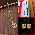 Combo of Pendant with Thread Bracelet & 1 Pair Earrings for Women 