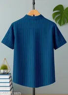 Self Design Cotton Blend Mandarin Neck T-Shirt for Boys 